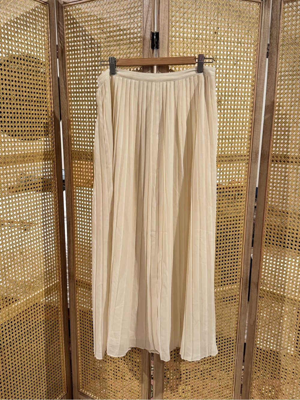Reformation Cream Pleated Maxi Skirt